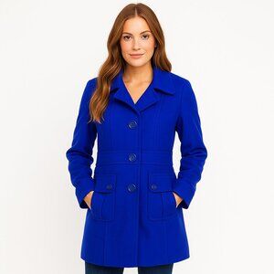 Tulle Blue Wool-Blend Coat XL Classic Fit Structured Lapel Timeless Winterwear